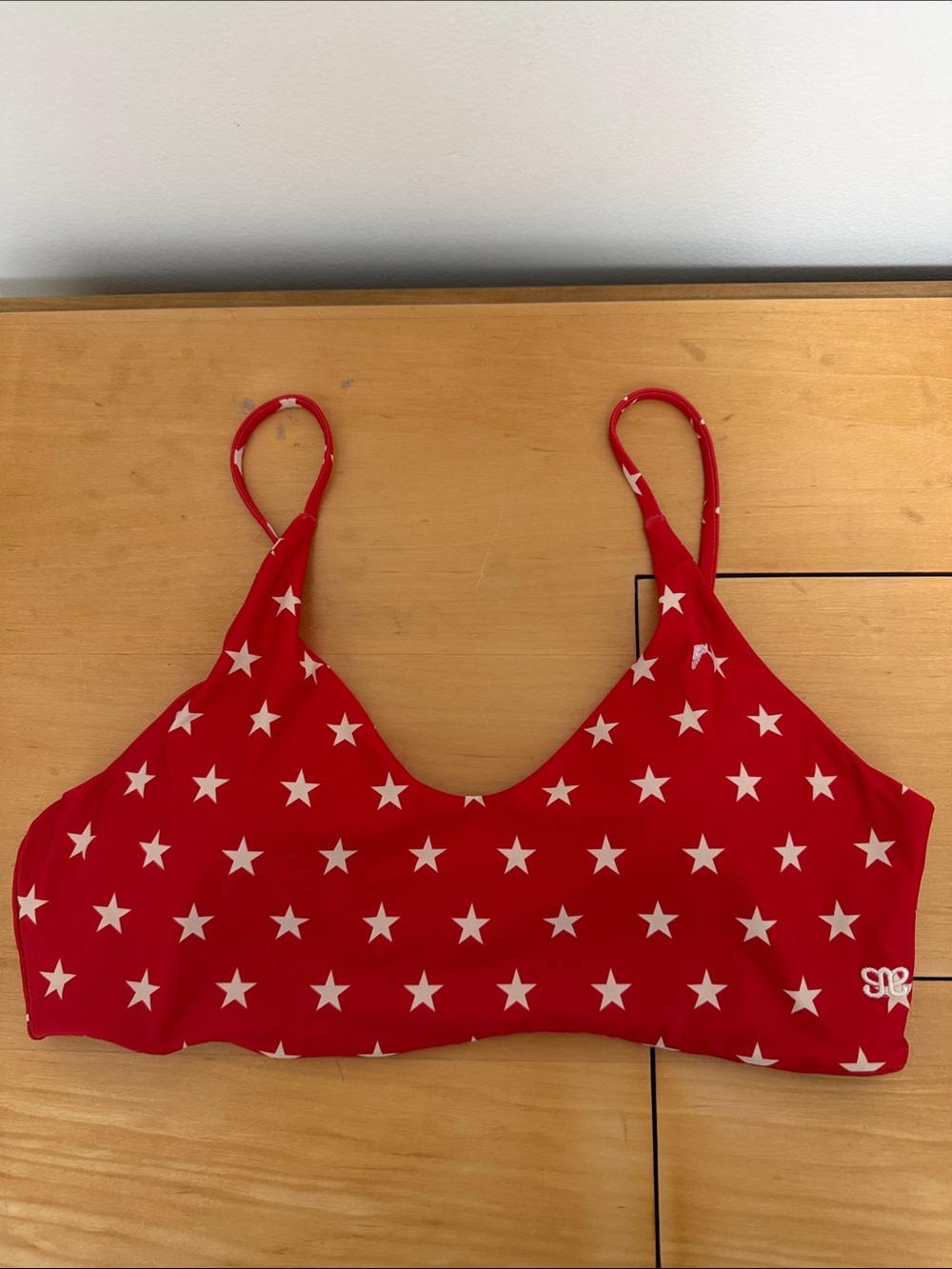 Albion Red Bikini Top with White Star Print